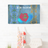 Banderoles Soyez mon Rose romantique Saint Valentin Balayant  (En situation)