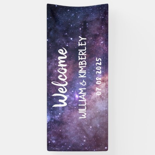 Banderoles Space Celestial Sky Galaxy Nebula Mariage élégant (Vertical)