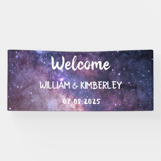 Banderoles Space Celestial Sky Galaxy Nebula Mariage élégant (Horizontal)