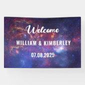 Banderoles Space Celestial Sky Galaxy Nebula Mariage élégant (Horizontal)