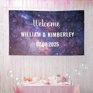 Banderoles Space Celestial Sky Galaxy Nebula Mariage élégant