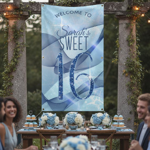 Banderoles Sparkling Swirls Sweet Sixteen Bleu ID652
