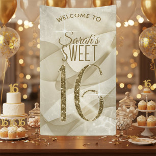 Banderoles Sparkling Swirls Sweet Sixteen Or ID652