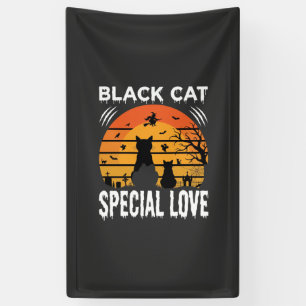 Banderoles Spécial Chat Noir Halloween Amour Design Gothique