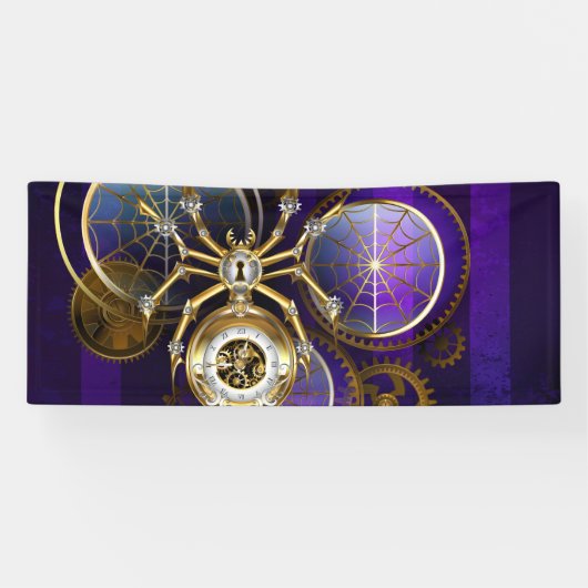 Banderoles Spider Steampunk sur Arrière - plan pourpre (Horizontal)