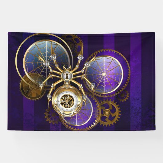 Banderoles Spider Steampunk sur Arrière - plan pourpre (Horizontal)