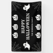 Banderoles Spider Web Custom Black & White Happy Halloween (Vertical)