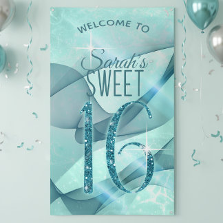 Banderoles Spirales Étincelantes Sweet Sixteen Teal ID652