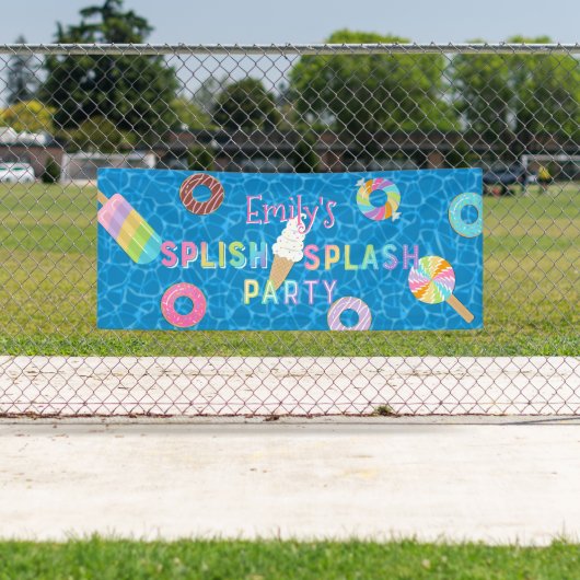 Banderoles Splish Splash Party l Pool Anniversaire l Desserts (En situation)