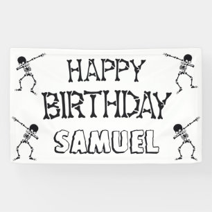 Banderoles Squelette Dabbing Halloween Joyeux Anniversaire Fê
