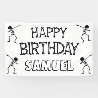 Banderoles Squelette Dabbing Halloween Joyeux Anniversaire Fê