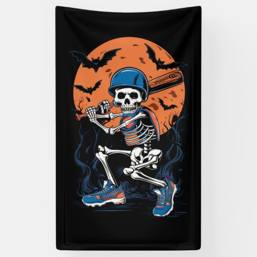 Banderoles Squelette de baseball Halloween Baseball Halloween (Vertical)