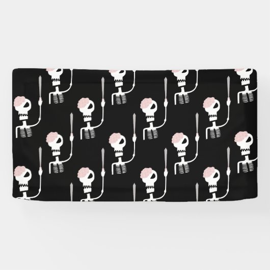 Banderoles Squelette d'Halloween avec une épée (Horizontal)