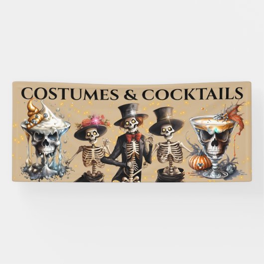 Banderoles Squelettes de cocktail dansant tuxedo Halloween (Horizontal)
