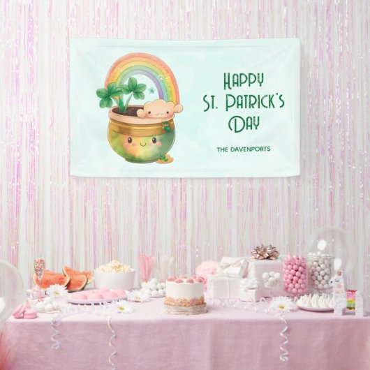 Banderoles St. Patrick's Day Whimsical Rainbow & Clover Party (Fête)