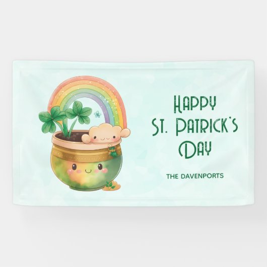 Banderoles St. Patrick's Day Whimsical Rainbow & Clover Party (Horizontal)
