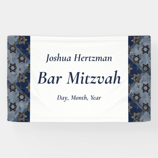 Banderoles Star de David Blue Grey Bar Mitzvah Mazel Tov (Horizontal)