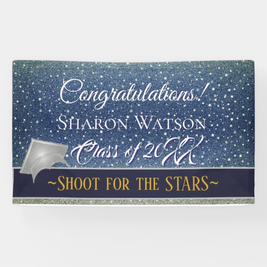 Banderoles Star Light Sky Denim Blue Graduation Party (Horizontal)