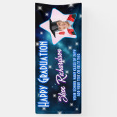 Banderoles Star Script Name Happy Graduation Party Blue Photo (Vertical)