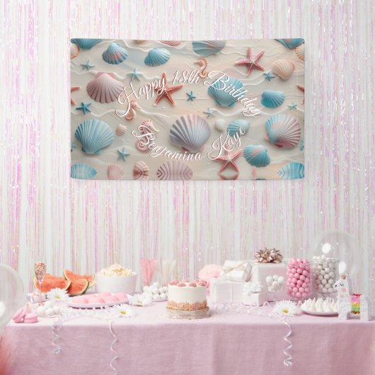 Banderoles Starfish, Seashell & Seahorses Pastel Sand Party (Fête)