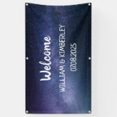 Banderoles Starry Night Stars Sky Galaxy Mariage Navy Blue (Vertical)