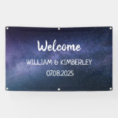 Banderoles Starry Night Stars Sky Galaxy Mariage Navy Blue (Horizontal)