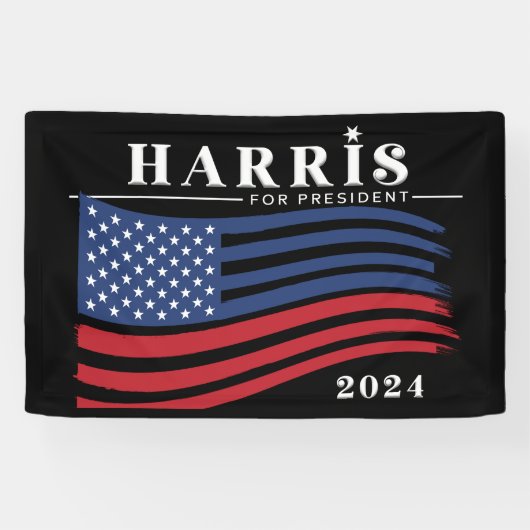 Banderoles Stars and Stripes Harris pour Président 2024 (Horizontal)
