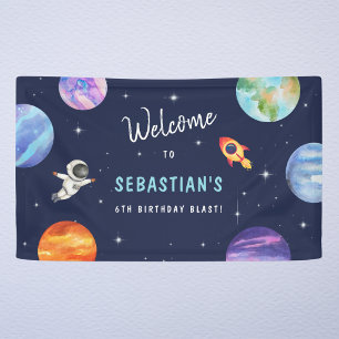 Banderoles Stars Système Solaire Anniversaire Aquarelle Bienv