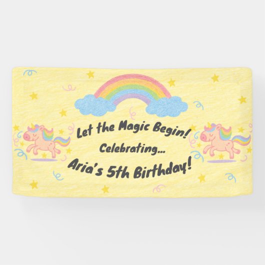 Banderoles Style de crayon modifiable – Licorne Rêve Éclat (Horizontal)