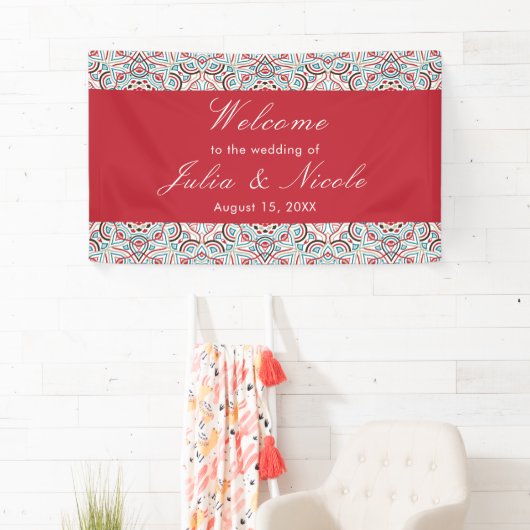 Banderoles Style géométrique Étincelles Mariage métallique en (En situation)