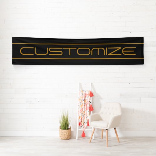 Banderoles Style moderne Editable Or Texte & Grilles (En situation)