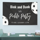 Banderoles Style Rétro Neon Noir Thème Pickleball Anniversair (Salon professionnel)