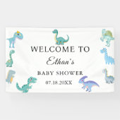 Banderoles Stylish Dinosaur Baby Shower White (Horizontal)