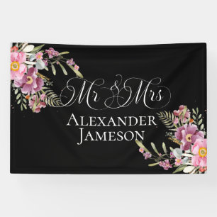 Banderoles Summer Floral Mr & Mrs Mariage Banner