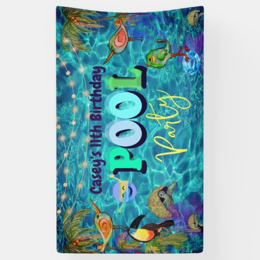 Banderoles Summer Pool Fun Party I Cool Anniversaire (Vertical)