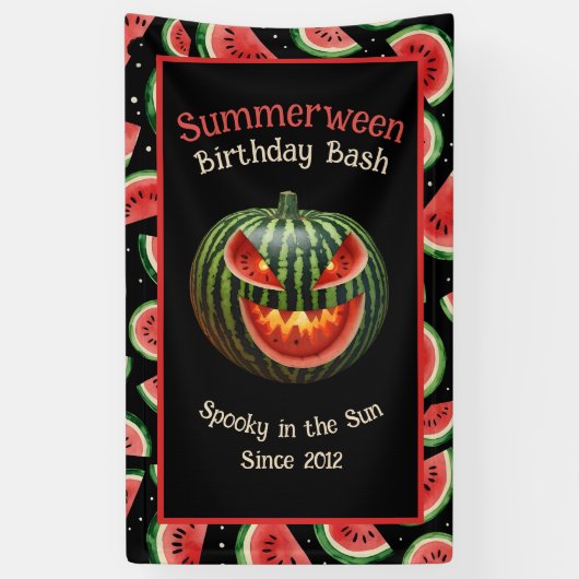 Banderoles Summerween Party Watermelon Jack-o'-lantern Éffray (Vertical)