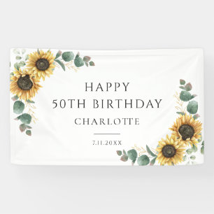 Banderoles Sunflower florale Eucalyptus 50e anniversaire