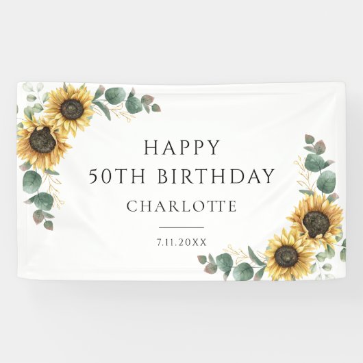 Banderoles Sunflower florale Eucalyptus 50e anniversaire (Horizontal)