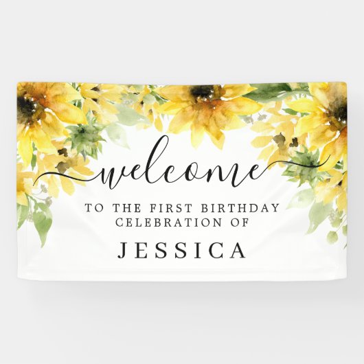 Banderoles Sunflower Garden Vinyl Anniversaire de bienvenue (Horizontal)