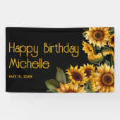 Banderoles Sunflowers Black Rustic Elegant Joyeux Anniversair (Horizontal)