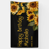 Banderoles Sunflowers Black Rustic Elegant Joyeux Anniversair (Vertical)