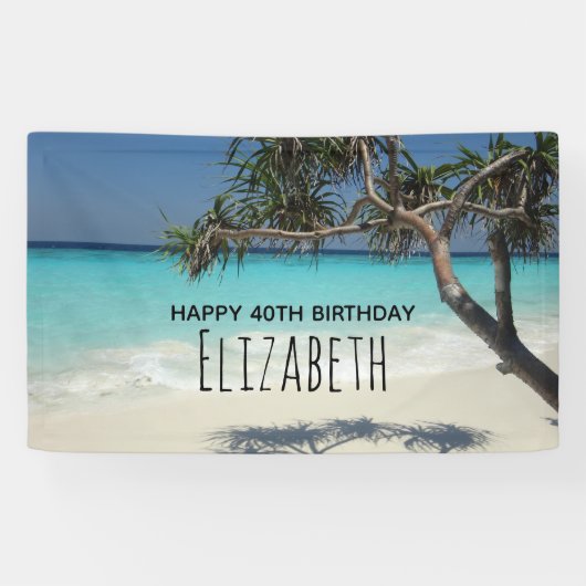 Banderoles Sunny Tropical Beach Ocean Paradise Anniversaire (Horizontal)
