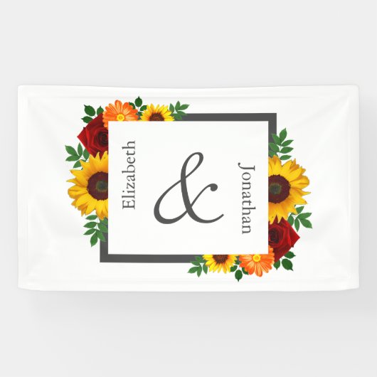 Banderoles Sunset Sunflower Rose Floral Mariage (Horizontal)