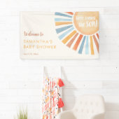 Banderoles Sunshine boho garçon baby shower ici vient le fils (En situation)
