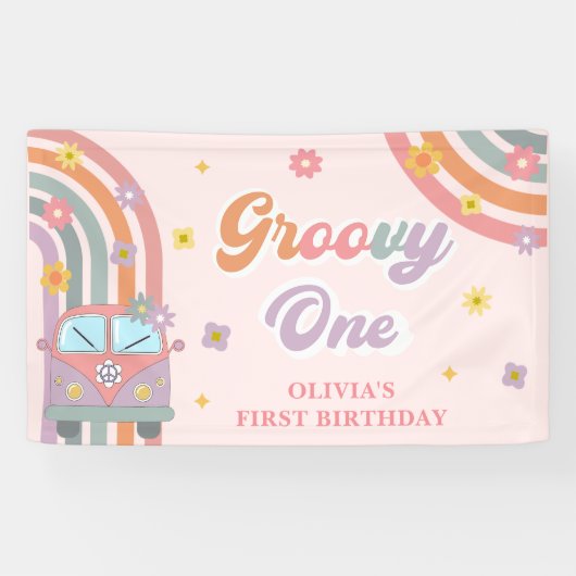 Banderoles Super One Retro Daisy Fête d'anniversaire (Horizontal)