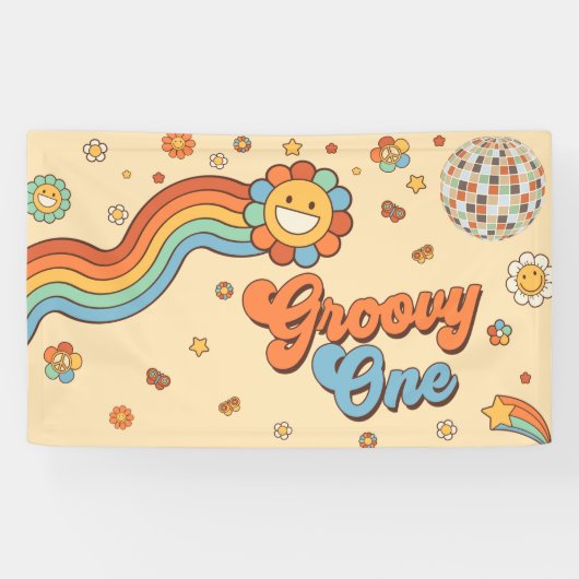 Banderoles Super One Retro Rainbow 1er anniversaire (Horizontal)