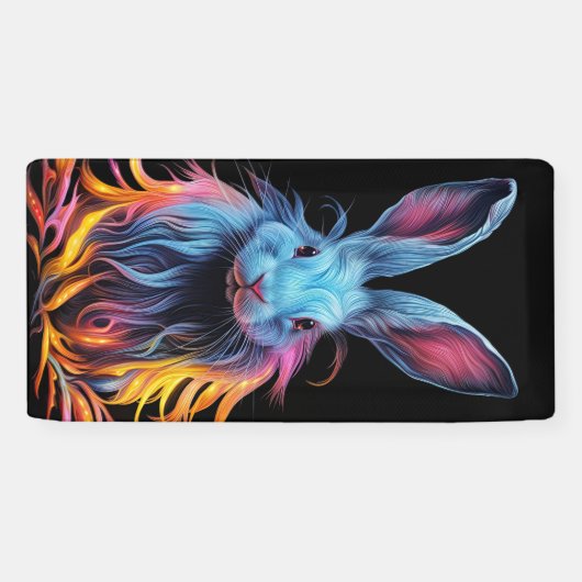 Banderoles Superbe Lapin Bleu en feu (Horizontal)