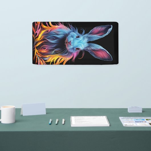 Banderoles Superbe Lapin Bleu en feu (Salon professionnel)