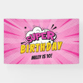 Banderoles Superhero Comic Book Fille's Birthday (Horizontal)