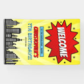 Banderoles Superhero Comic Book N'importe quel âge Anniversai (Horizontal)